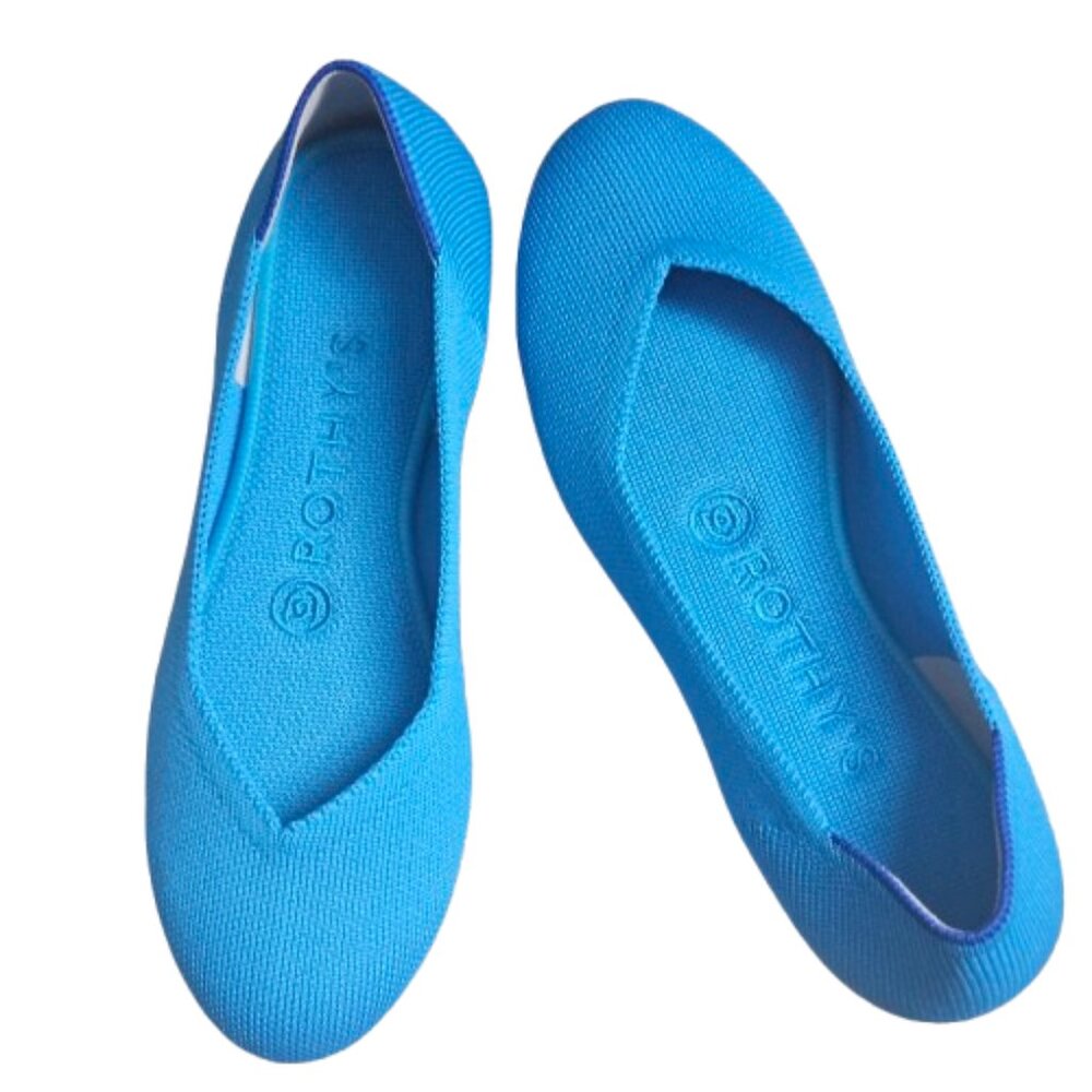 Rothy's The Flat Peacock Blue Round Toe Ballet Flats SZ 6 Retired Color Like New